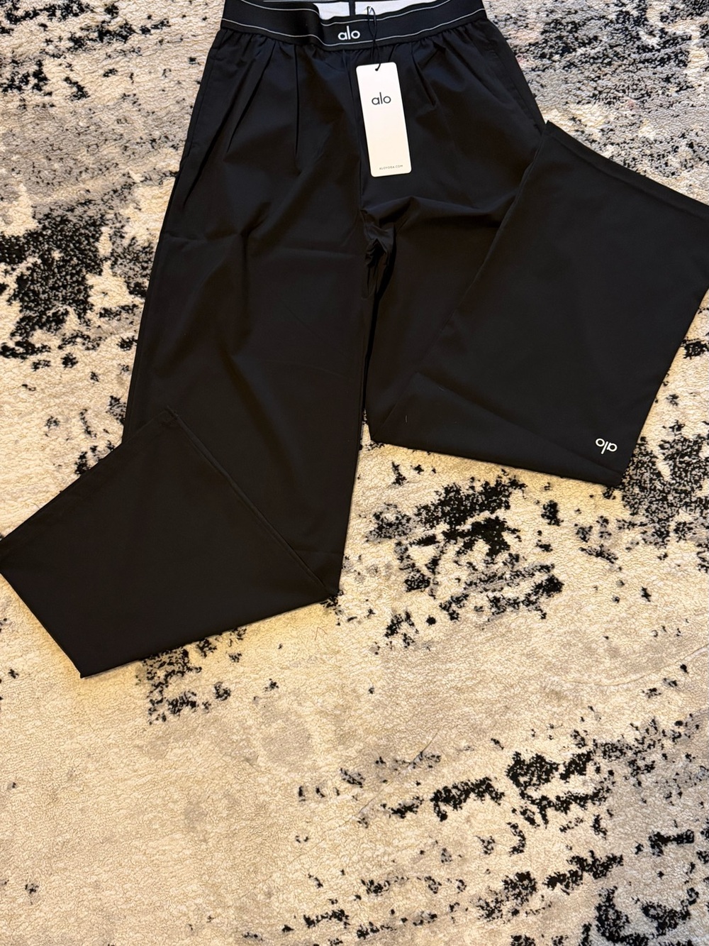 ALO Yoga Black Wide-Leg Trousers